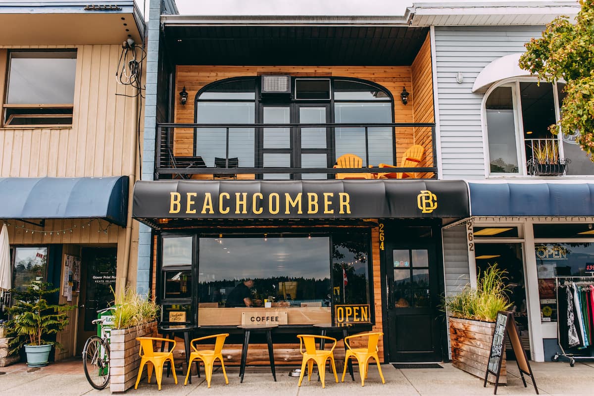 Beachcomber Coffee storefront with the loft above